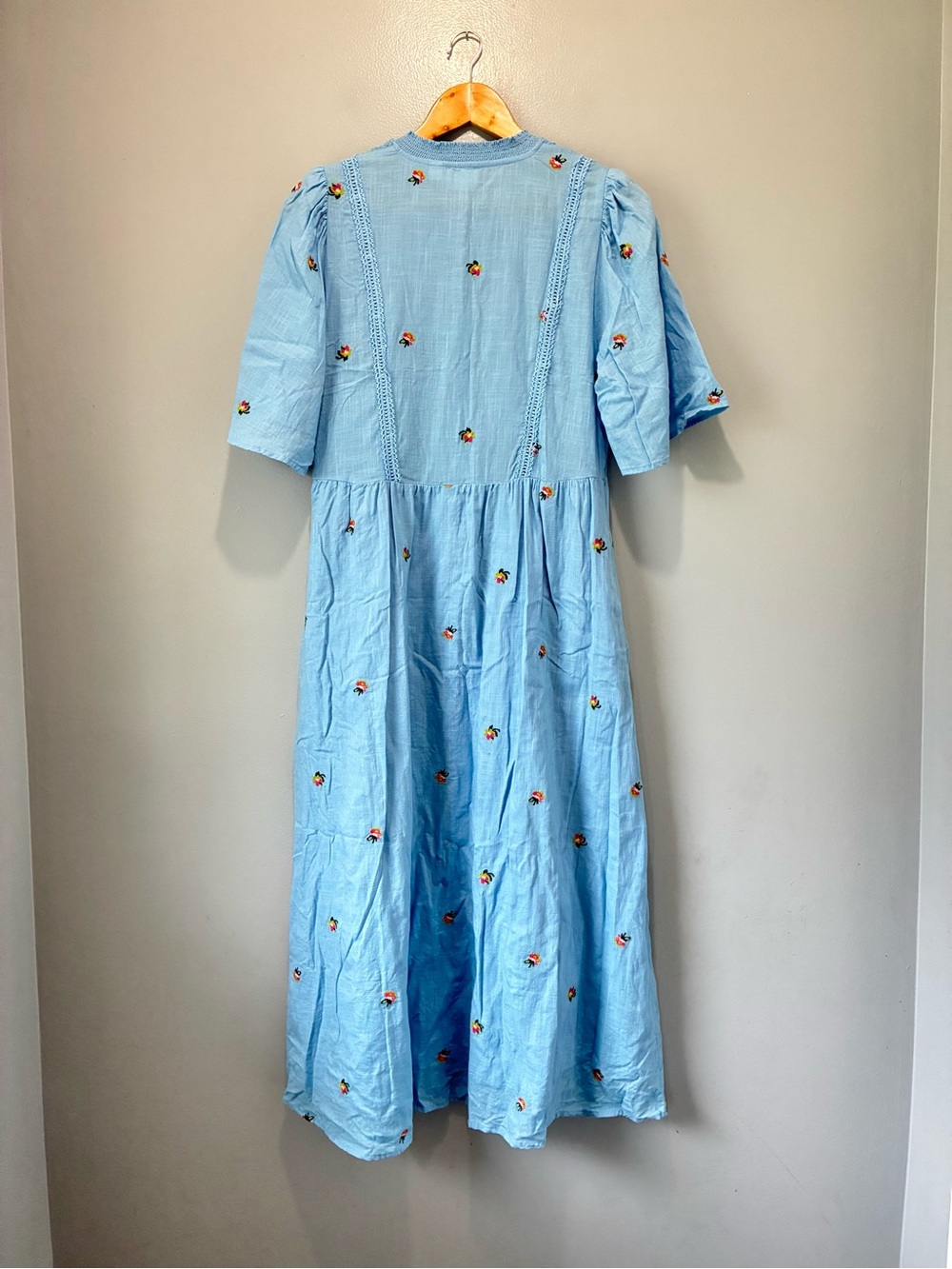 Atelier Reve Blue Cotton Floral Irolivia Midi Dress Embroidered - Picture 14 of 16